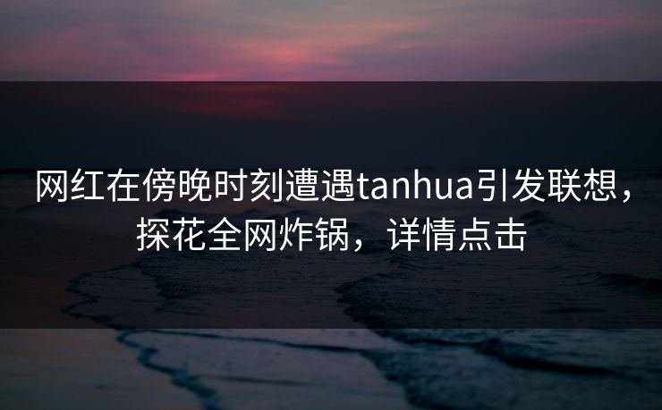 网红在傍晚时刻遭遇tanhua引发联想，探花全网炸锅，详情点击