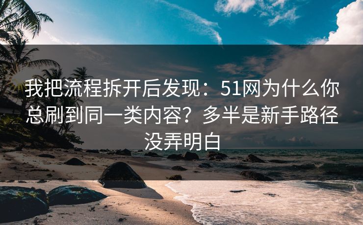 我把流程拆开后发现:51网为什么你总刷到同一类内容?多半是新手路径没弄明白 我把流程拆开后发现:51网为什么你总刷到同一类内容?多半是新手路径没弄明白