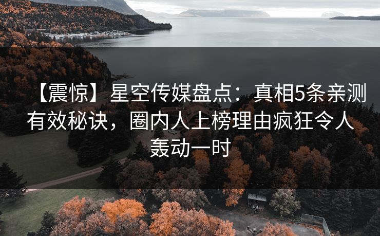 【震惊】星空传媒盘点：真相5条亲测有效秘诀，圈内人上榜理由疯狂令人轰动一时